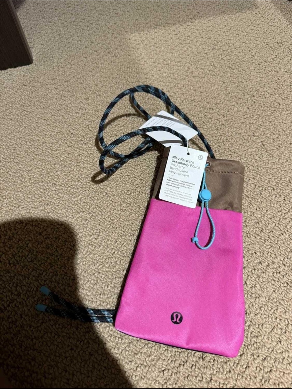 lululemon athletica Play Forward Crossbody Pouch - Pink with Tan Trim